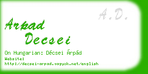 arpad decsei business card